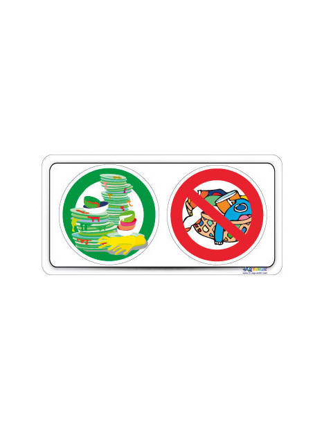 Pictogramme lavage vaisselle - lavage linge interdit