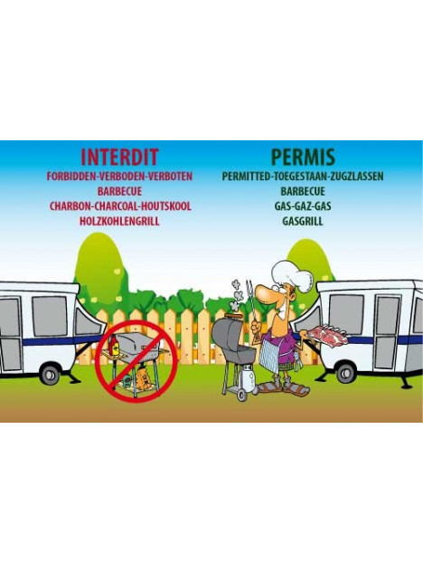 Panneau Barbecue charbon interdit - gaz permis