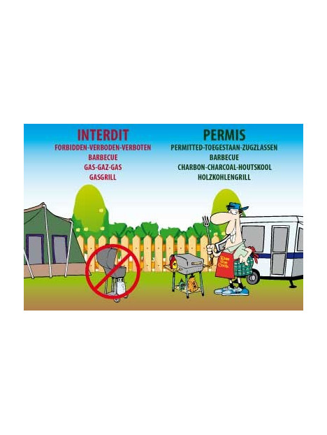 Panneau Barbecue gaz interdit - charbon permis