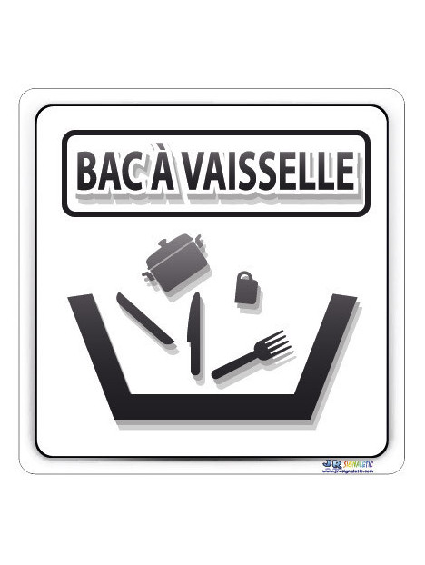 Plaque de porte bac à vaisselle avec texte en Français