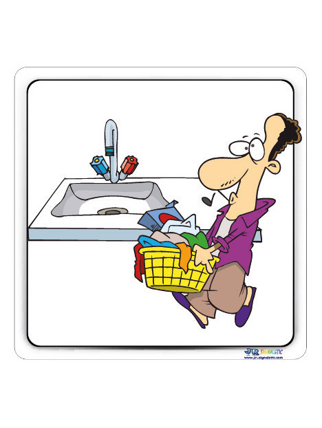 Plaque de porte bac à linge cartoon