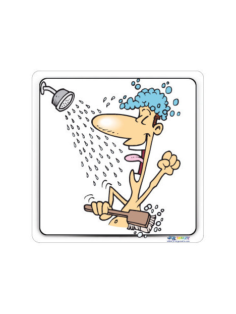 Adhésif ou panneau avec image cartoon douche homme