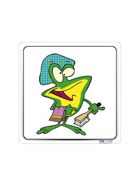 Adhésif ou panneau avec image cartoon grenouille