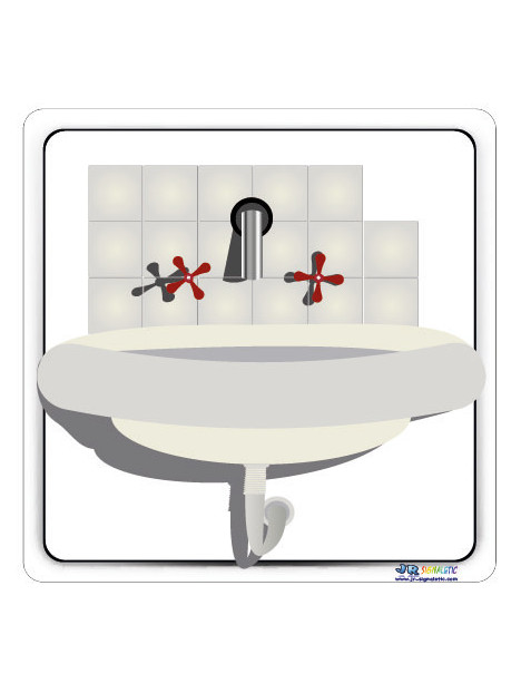Adhésif ou plaque PVC lavabo avec contour