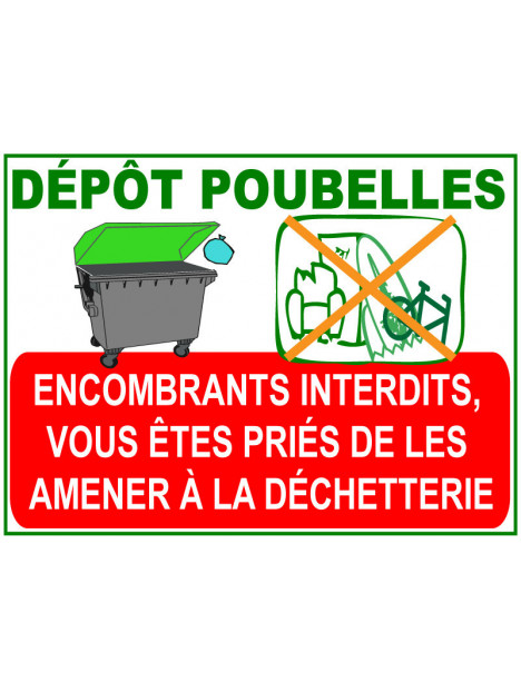 Dépôt poubelles avec image et pictogramme
