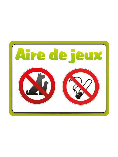 Panneau chien et fumer interdit sur l'aire de jeux - Blanc
