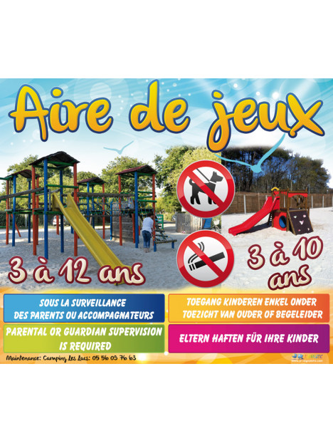 Panneau aire de jeux avec photos de votre aire de jeux