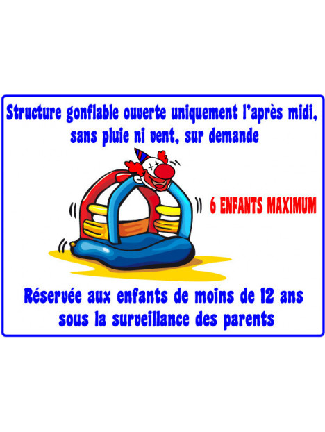 Structure gonflable avec horaires