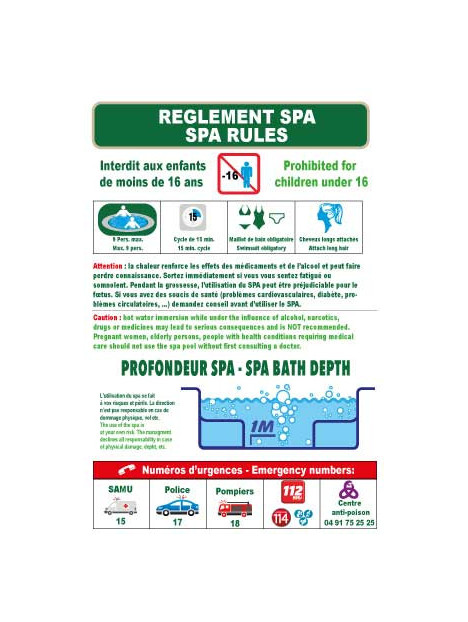 Règlement Spa en 2 langues
