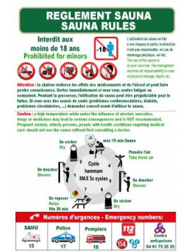 Règlement Sauna en 2 langues