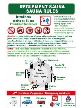 Règlement Sauna en 2 langues