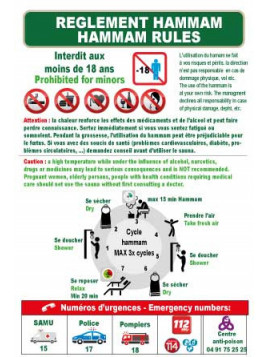 Règlement Hammam en 2 langues