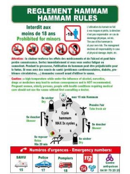 Règlement Hammam en 2 langues