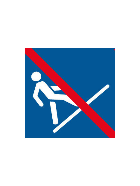 Pictogramme monter le toboggan à pied interdit