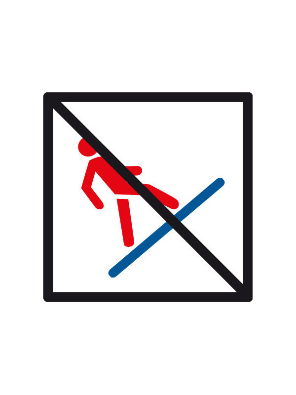Pictogramme monter le toboggan à pied interdit