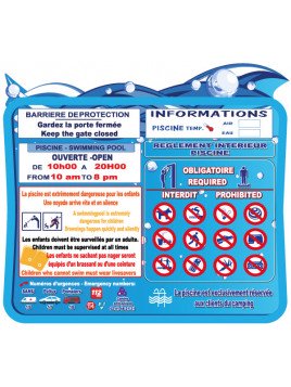 Panneau règlement piscine...