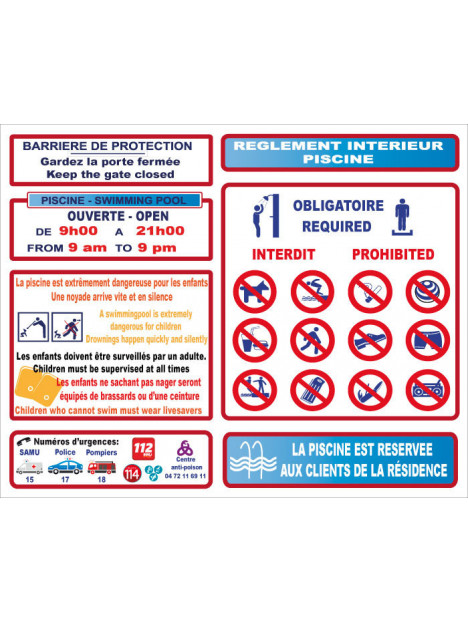 Règlement piscine pour résidence