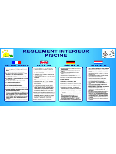 Règlement intérieur piscine 4 langues
