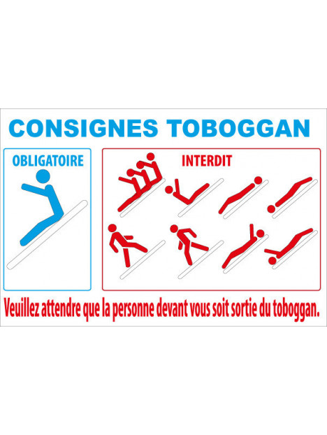 Panneau règlement toboggan pictogrammes