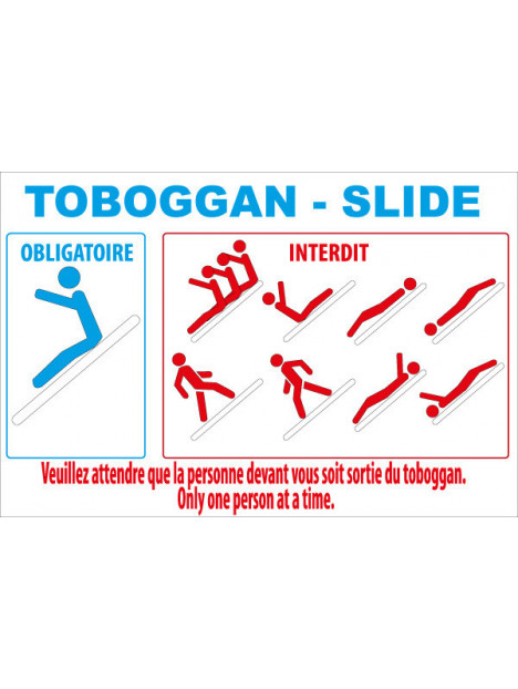 Panneau règlement toboggan 2 langues