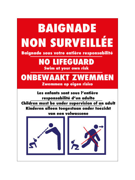 Baignade non surveillée 3 langues