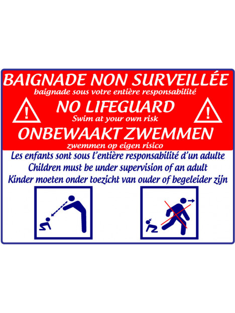 Baignade non surveillée avec pictos