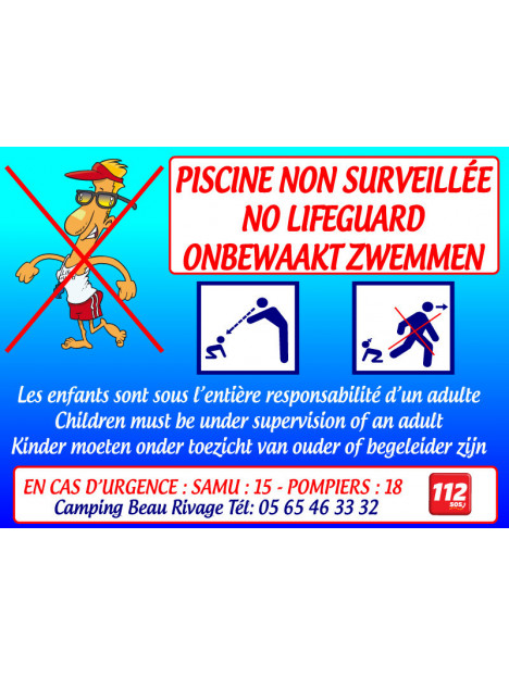 Baignade non surveillée avec image