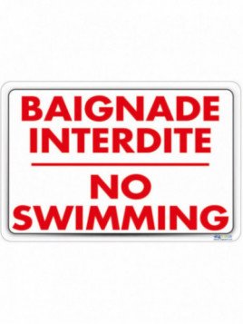 Baignade interdite 2 langues