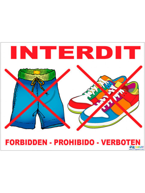 Caleçon et chaussures interdits 4 langues