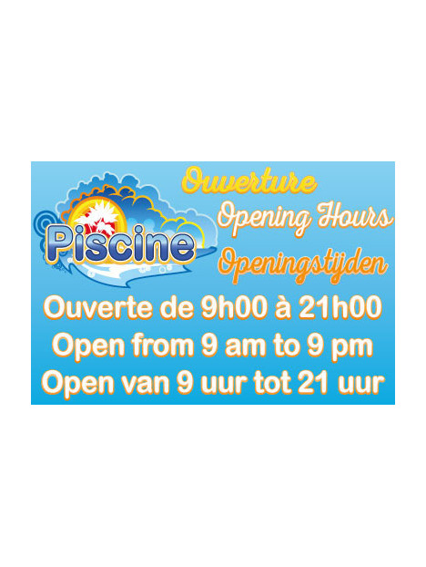 Panneau horaires piscine 3 langues