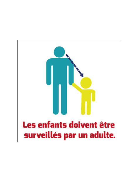 Pictogramme surveillance. Adult et enfant avec texte en français