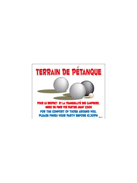 Terrain de pétanque: Merci de terminer vos parties avant 22h30