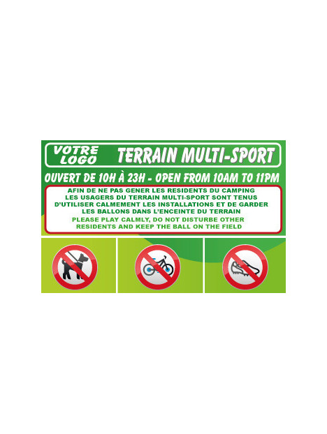 Terrain multi-sport avec pictogrammes Français/Anglais