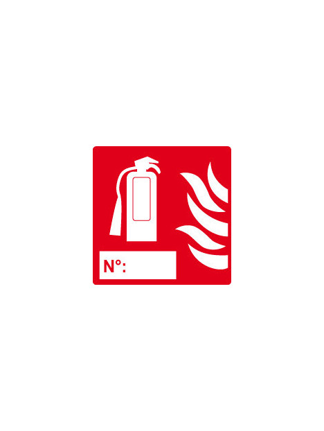Extincteur avec numéro et pictogramme flamme