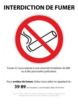 Interdit de fumer avec texte