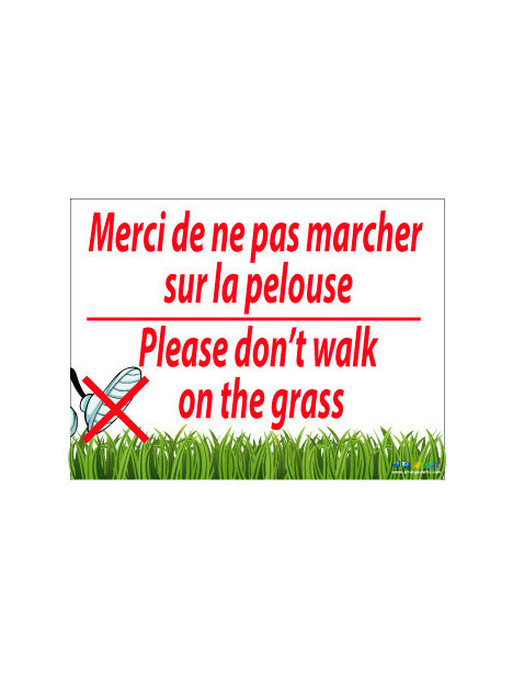 Pelouse interdite en 2 langues avec dessin