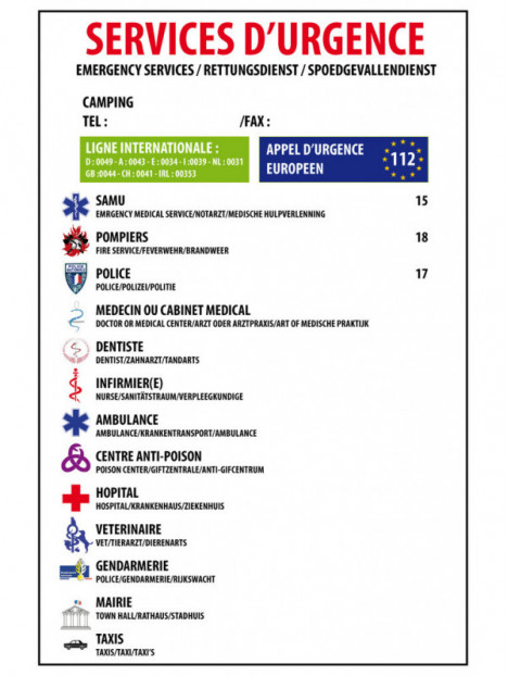 Panneau Services d'urgence