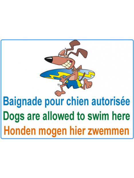 Panneau baignade pour chien autorisée